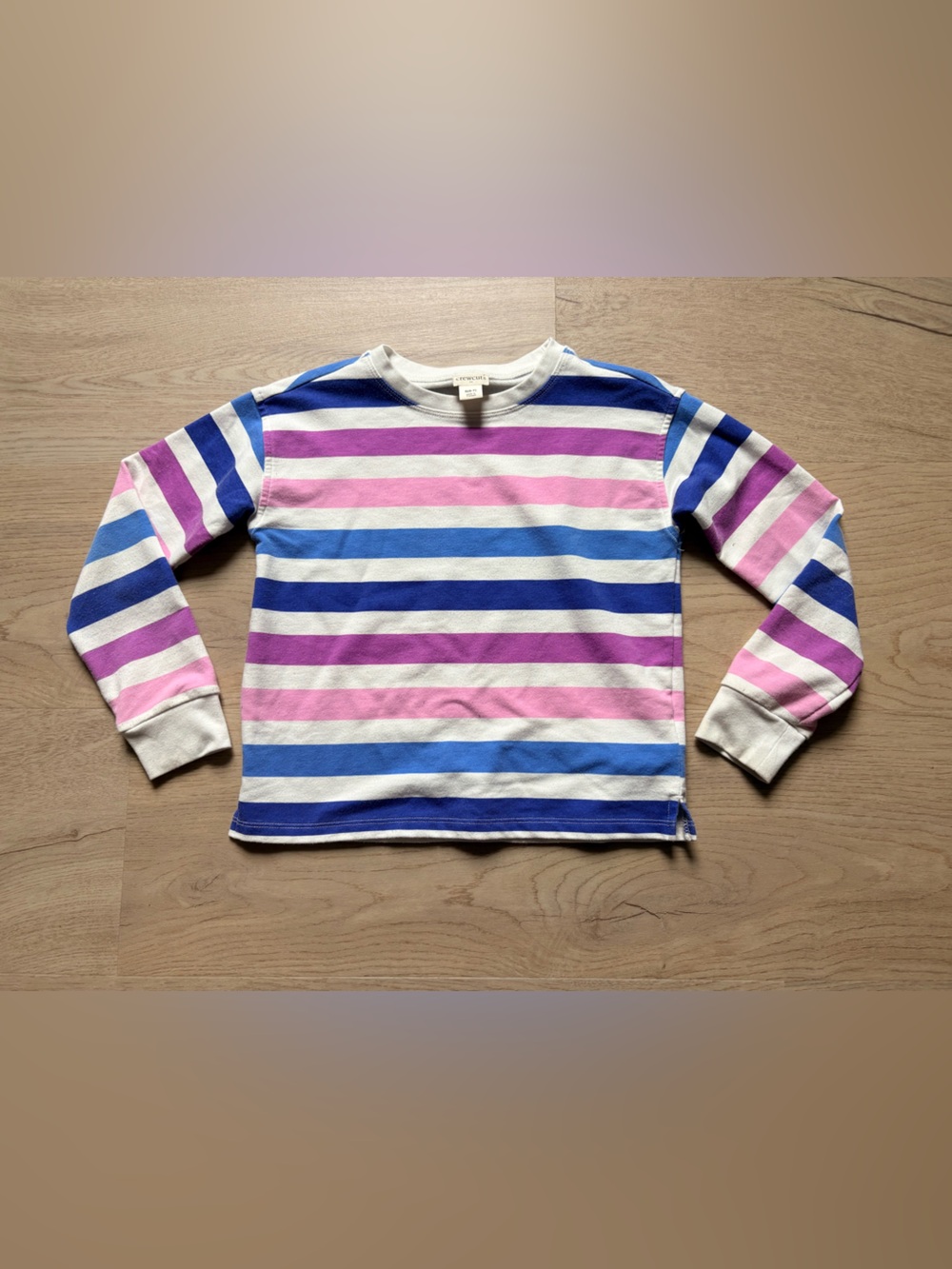 J Crew Crewcuts Striped Long-Sleeve Terry Tee in Blue, Pink & White Sz S GUC